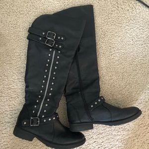 Black knee high boots
